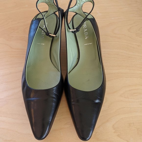 PRADA Soft Leather Kitten Heels with Ankle Strap - Picture 1 of 9